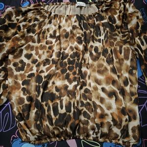 Animal Print Sheer Blouse